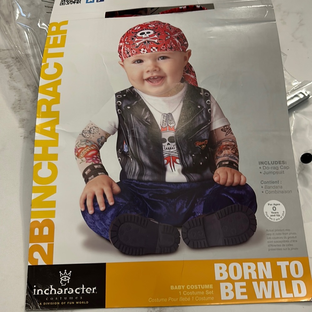Biker baby Halloween costume size 18/24m
